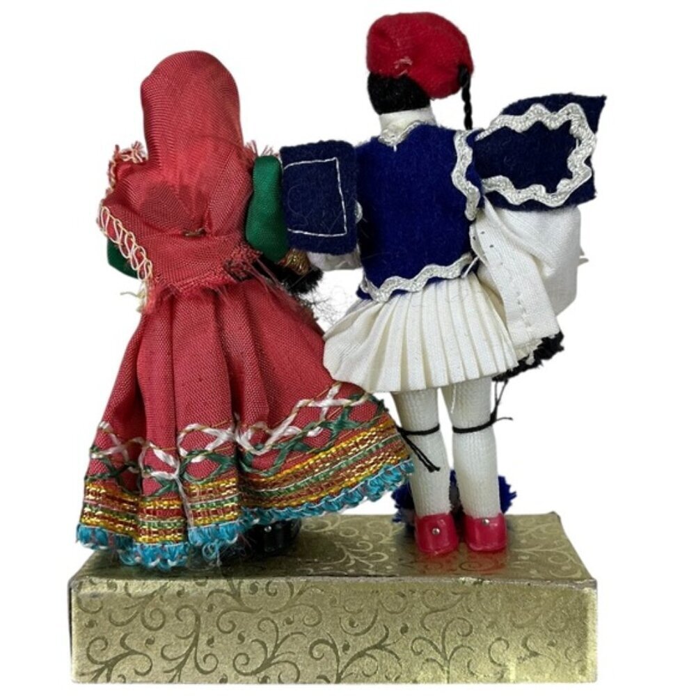 Vintage Greek Folk Doll Set Tsolias Evzones Traditional Ceremonial Dance Outfit - Picture 5 of 16